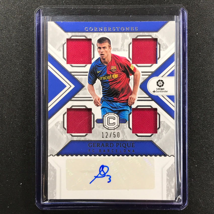 2022-23 Chronicles La Liga Gerard Pique Cornerstones Quad Relic Auto 12/50