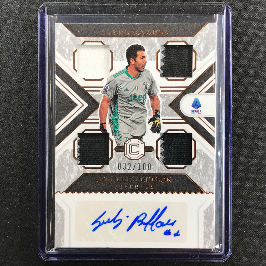 2022-23 Chronicles Serie A Gianluigi Buffon Cornerstones Quad Relic Auto 32/100