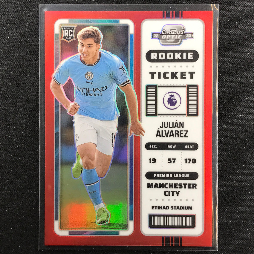 2022-23 Chronicles Epl Julian Alvarez Contenders Optic Rookie Ticket Red 32/99