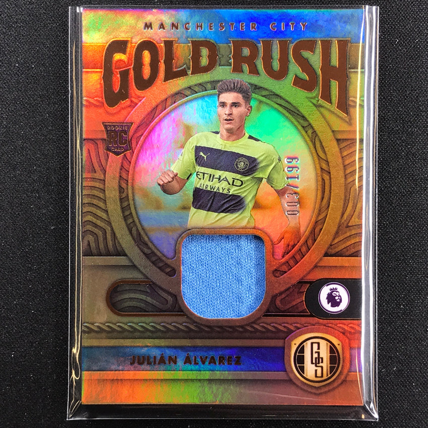2022-23 Chronicles Epl Julian Alvarez Gold Standard Gold Rush Rookie Relic 3/199