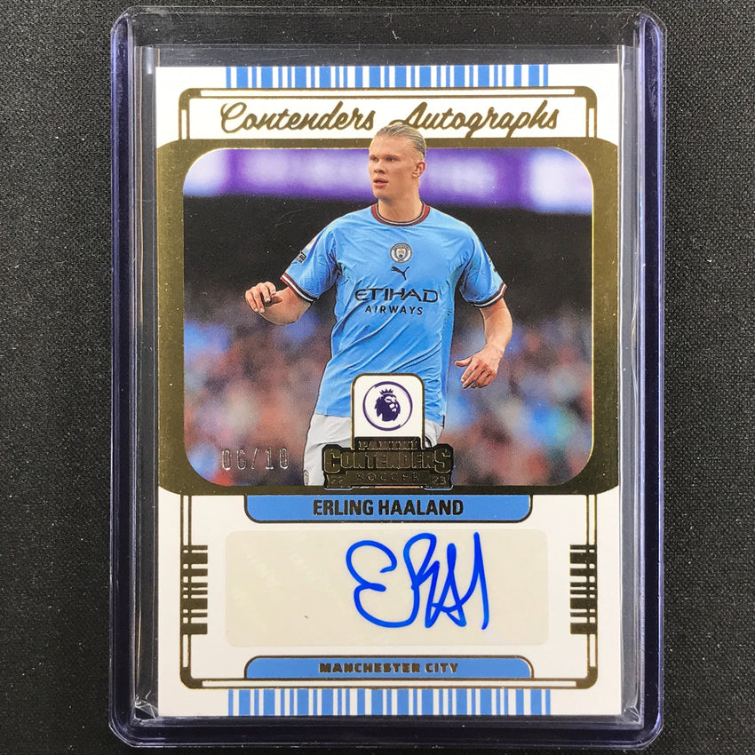 2022-23 Chronicles Epl Erling Haaland Contenders Auto Gold 6/10-Cherry Collectables