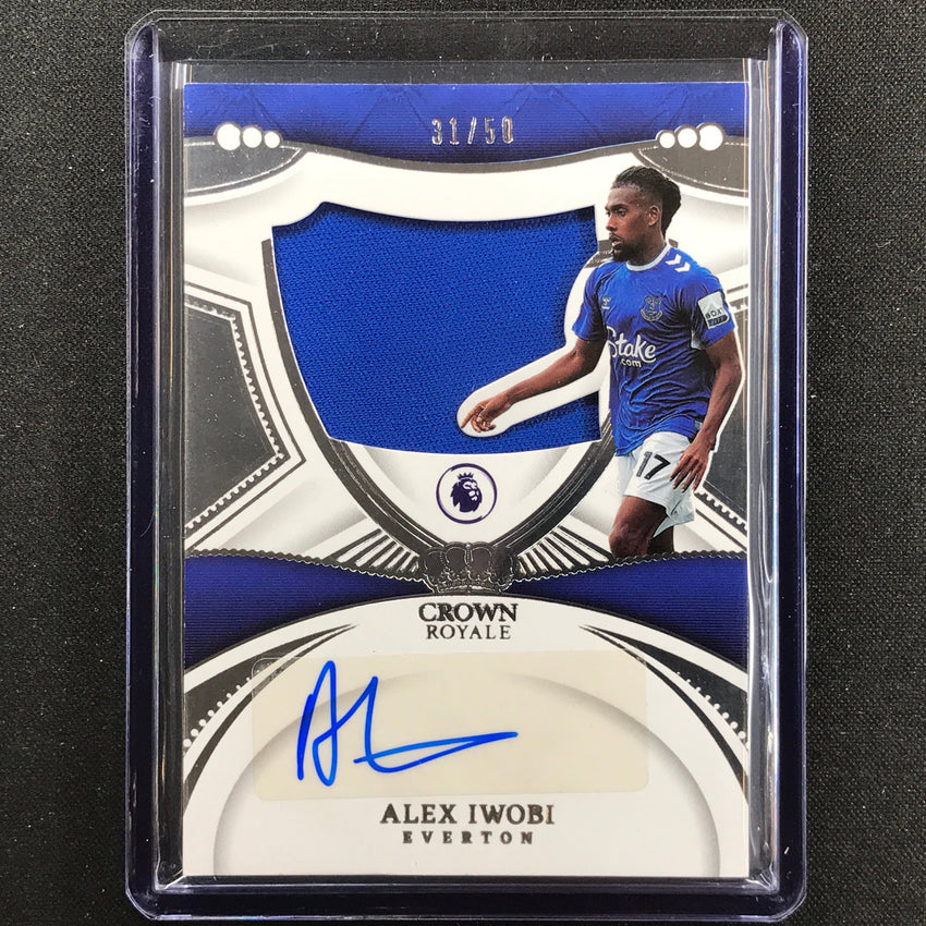 2022-23 Chronicles Epl Alex Iwobi Crown Royale Silhoutte Relic Auto Silver 31/50