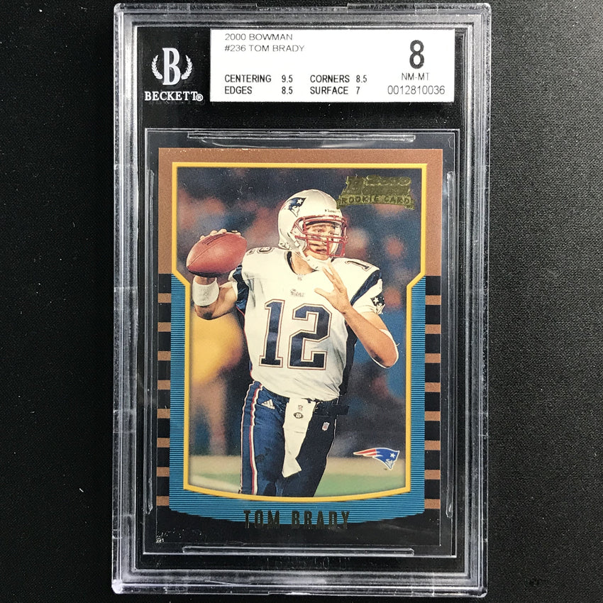 2000 Bowman Tom Brady Rookie No 236 BGS 8 036