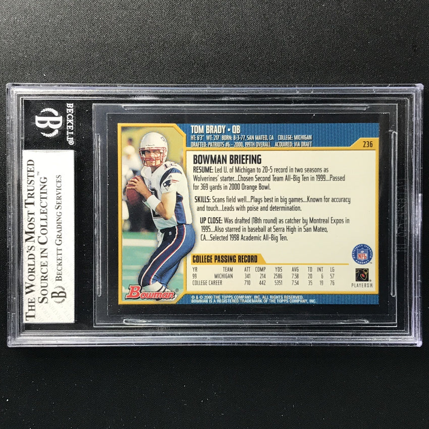 2000 Bowman Tom Brady Rookie No 236 BGS 8 036