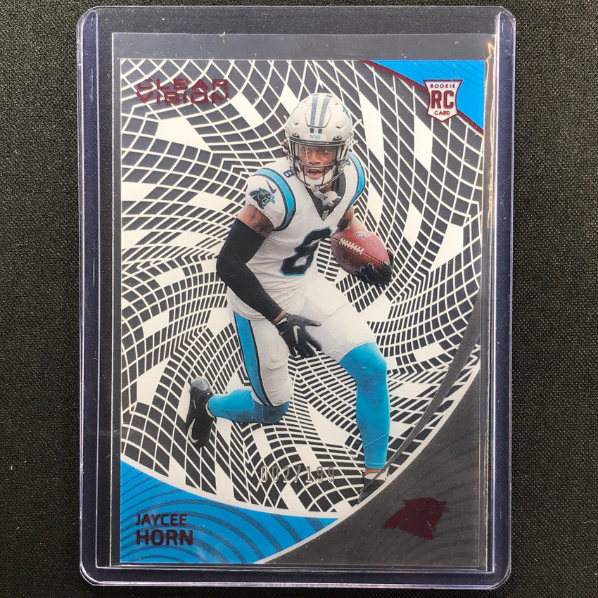 2021 Chronicles Jaycee Horn Clear Vision Rookie Red 2/199