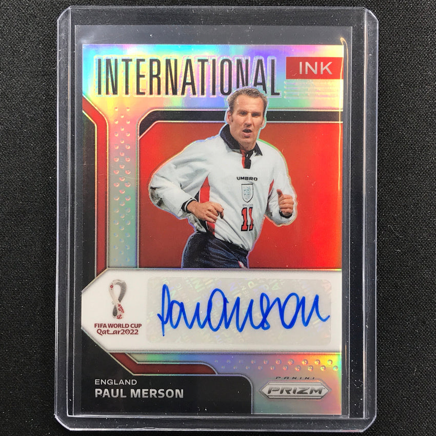 2022 Prizm Fifa World Cup Qatar Paul Merson International Ink Auto Silver 11/25