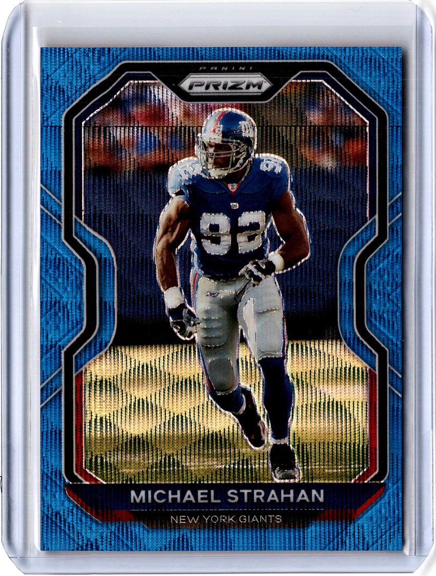 2020 Prizm Football MICHAEL STRAHAN Blue Wave Prizm 56/199-Cherry Collectables