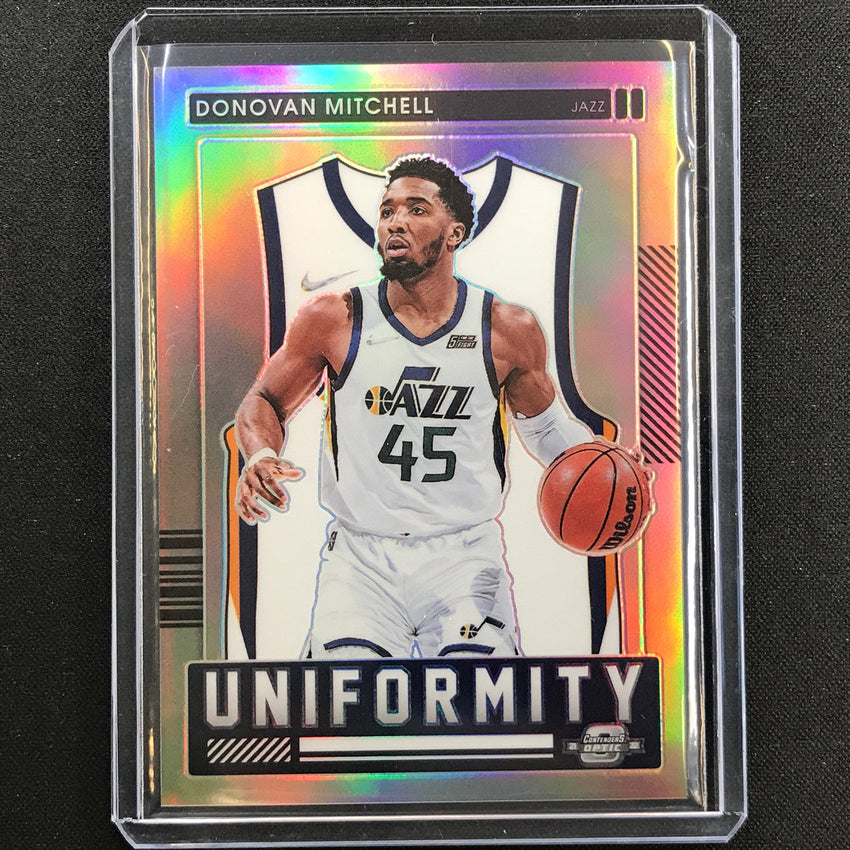 2021-22 Contenders Optic Donovan Mitchell Uniformity Silver Prizm No 11