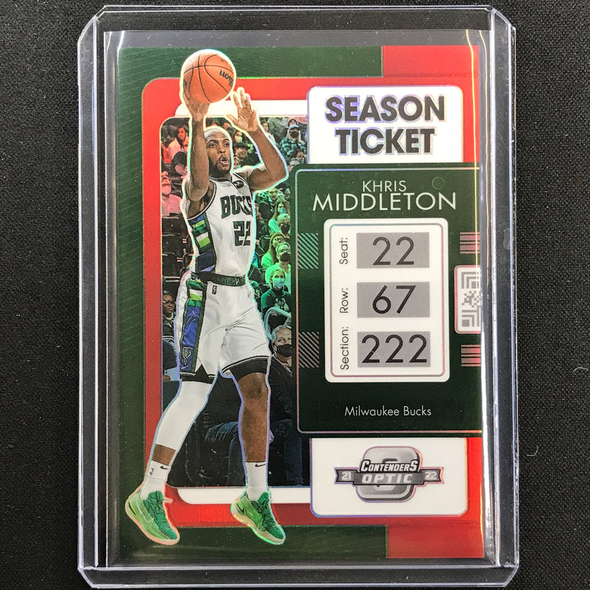 2021-22 Contenders Optic Khris Middleton Season Ticket Red No 53
