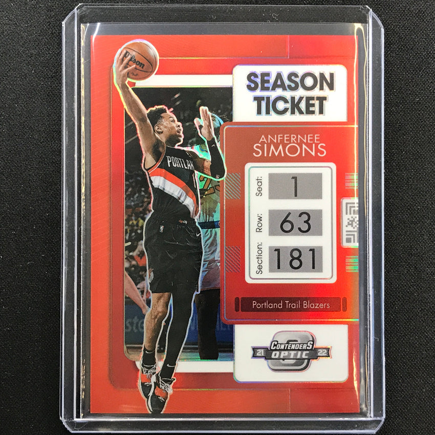 2021-22 Contenders Optic ANFERNEE SIMONS Season Ticket Red #82