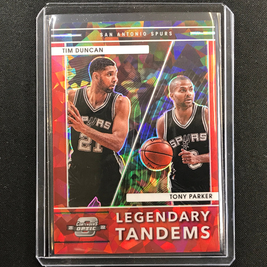 2021-22 Contenders Optic Tim Duncan Tony Parker Legendary Tandems Red Ice No 7