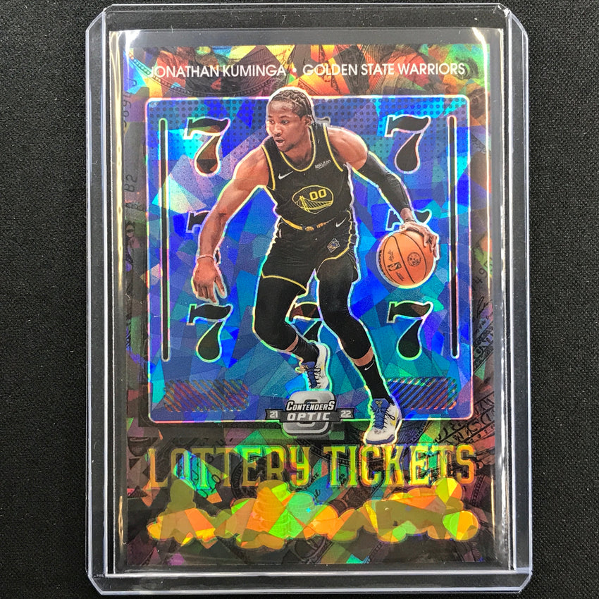 2021-22 Contenders Optic Jonathan Kuminga Lottery Tickets Rookie Blue Ice 3/75