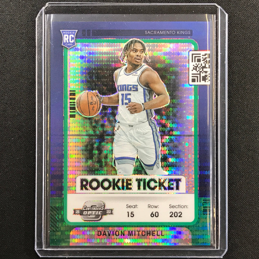 2021-22 Contenders Optic Davion Mitchell Rookie Ticket Green Pulsar 13/25