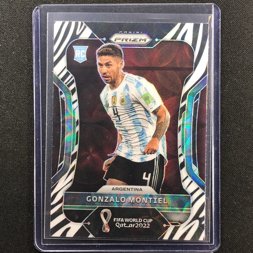 2022 Prizm Fifa World Cup Qatar Gonzalo Montiel Rookie Choice Zebra Ssp No 3