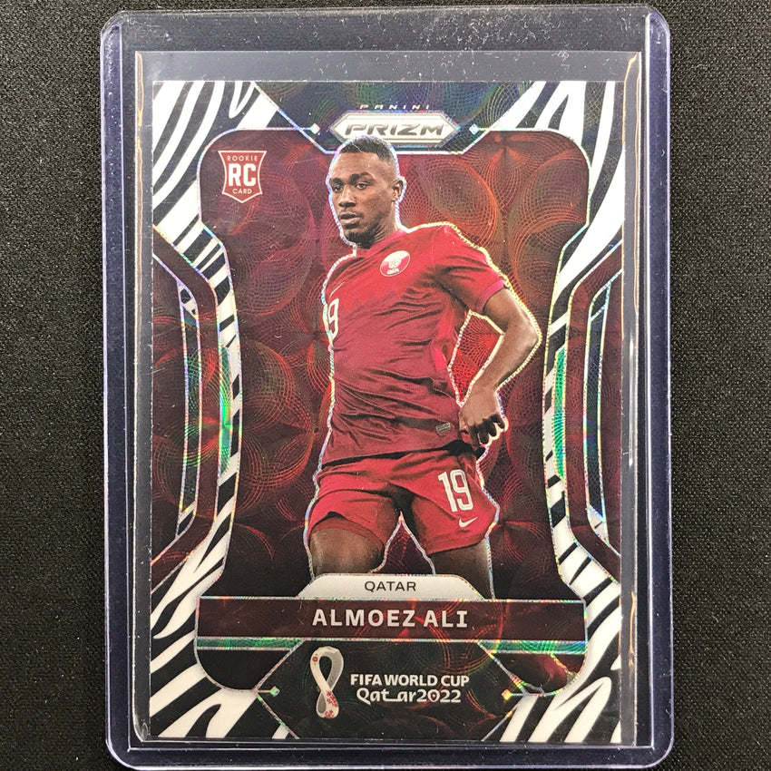 2022 Prizm FIFA World Cup Qatar ALMOEZ ALI Rookie Choice Zebra SSP #187
