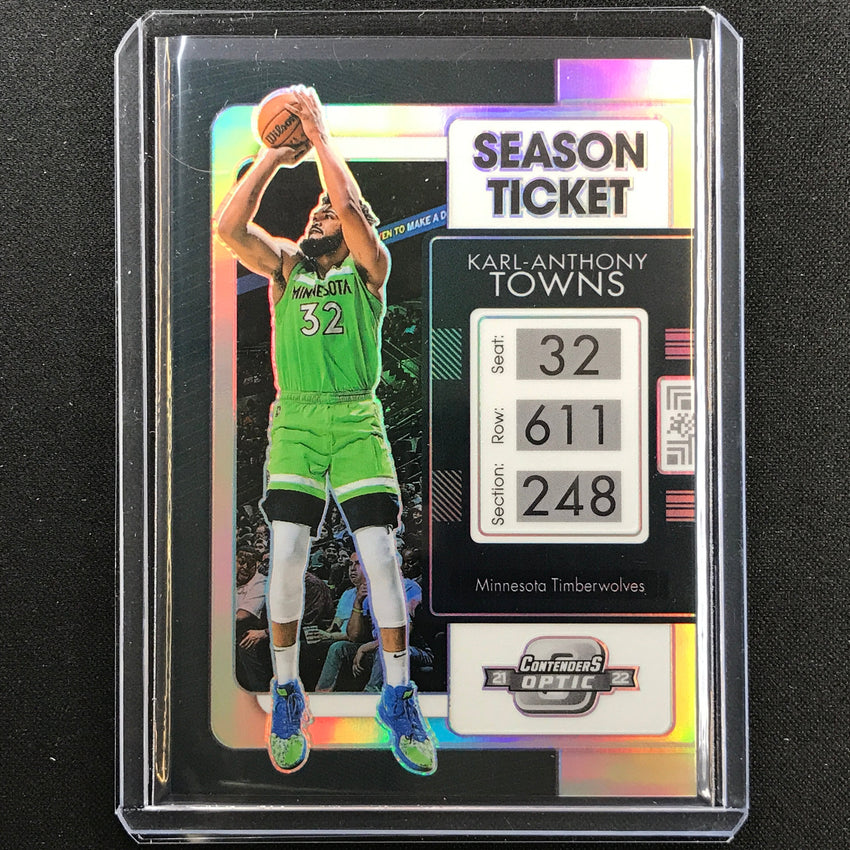 2021-22 Contenders Optic KARL-ANTHONY TOWNS Season Ticket Silver Prizm #74
