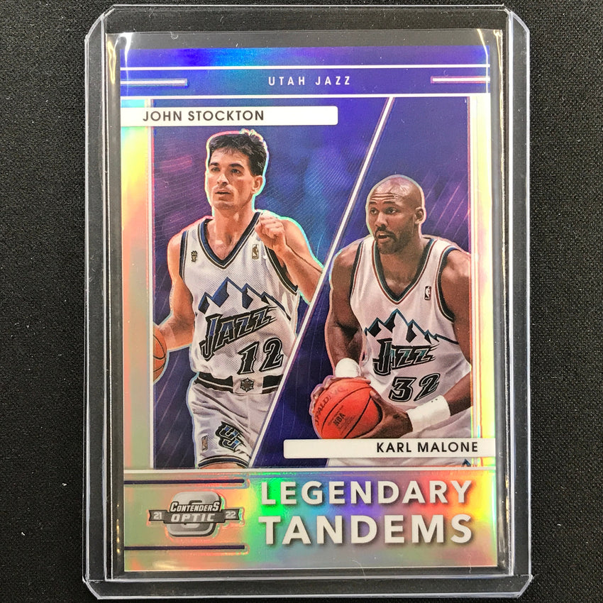 2021-22 Contenders Optic John Stockton Malone Legendary Tandems Silver Prizm No 1