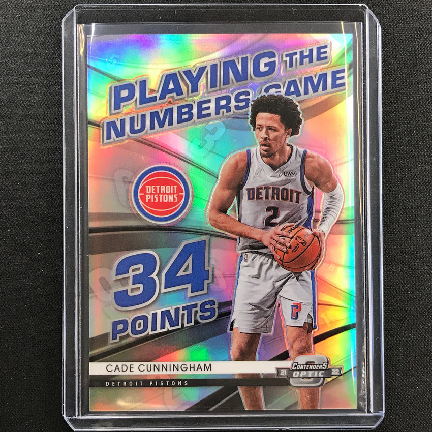 2021-22 Contenders Optic Cade Cunningham Playing Numbers Game Silver Prizm No 18