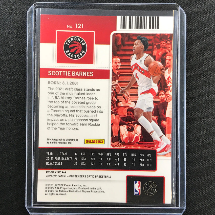 2021-22 Contenders Optic SCOTTIE BARNES Rookie Ticket Auto Silver Prizm #121