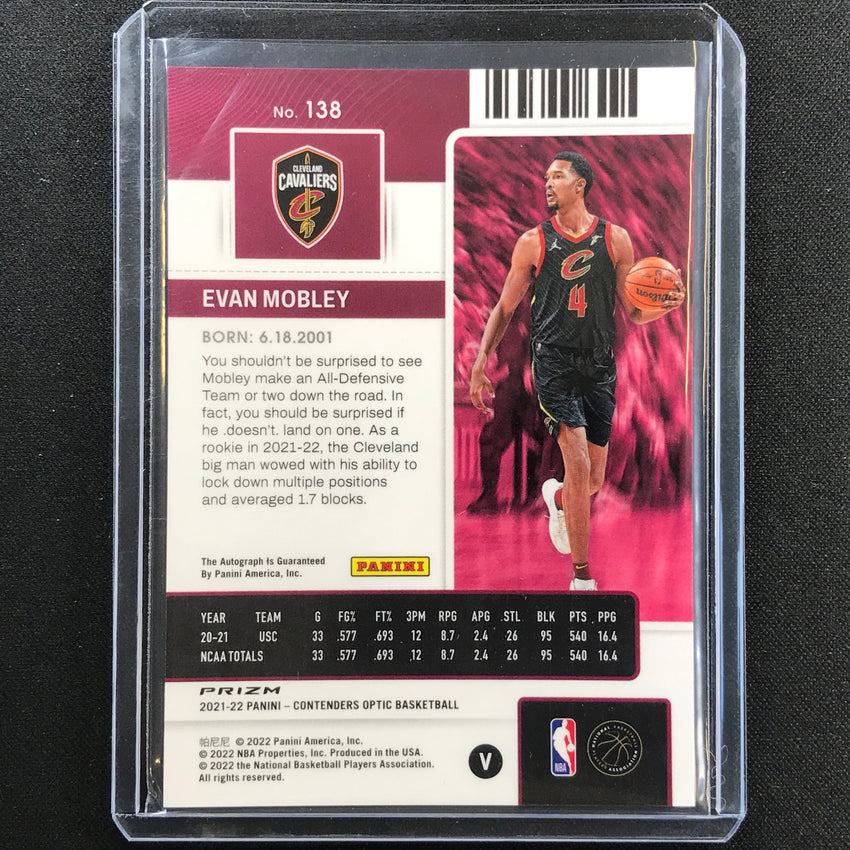 2021-22 Contenders Optic EVAN MOBLEY Rookie Ticket Variation Auto Silver #138