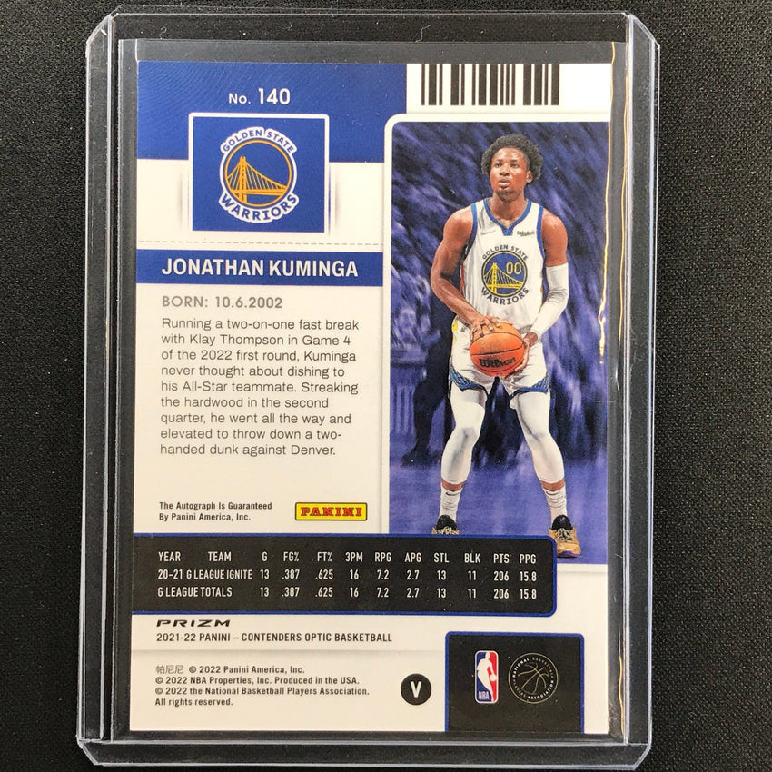 2021-22 Contenders Optic Jonathan Kuminga Rookie Ticket Sp Auto Silver No 140