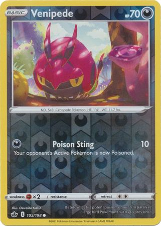 REVERSE HOLO Venipede - 105/198 - Common CHILLING REIGN