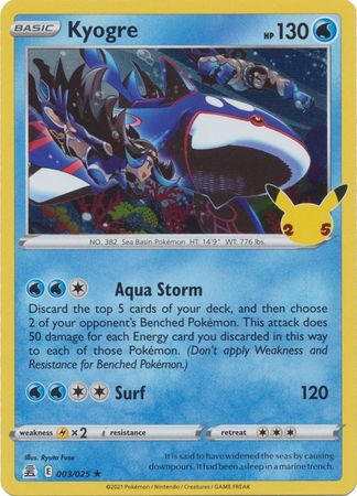 kyogre rare card Kyogre - 3/25 - Holo Rare