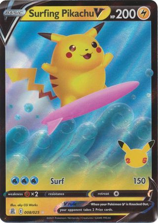 Surfing Pikachu V - 8/25 - Ultra Rare - Celebrations