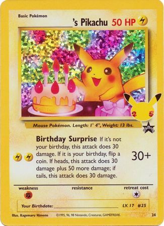 Birthday Pikachu - 24 - Holo Promo - Celebrations Classic Collection