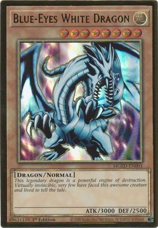 Blue-Eyes White Dragon ALTERNATE ART - MGED-EN001 - Premium Gold Rare 1st Edition