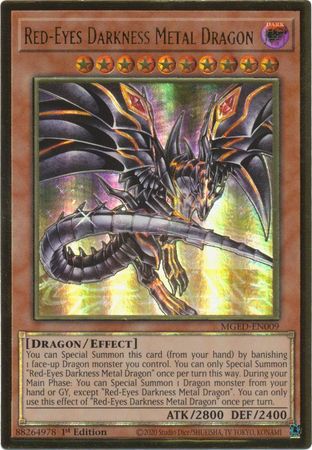 Red-Eyes Darkness Metal Dragon ALTERNATE ART - MGED-EN009 - Premium Gold Rare 1st Edition