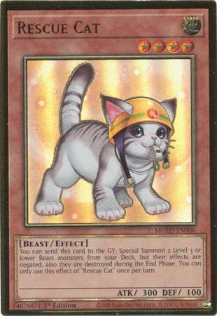 Rescue Cat Alternate - MGED-EN006 - Premium Gold Rare 1st Edition