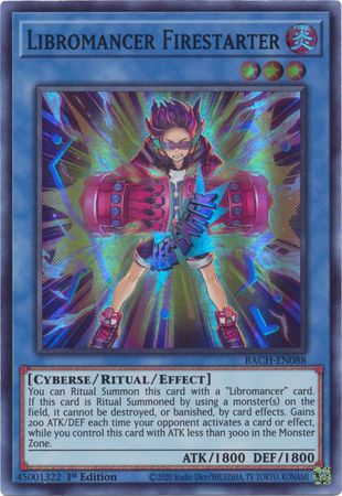 Libromancer Firestarter – Yu-Gi-Oh Einzelkarte BACH-EN088, Super Rare, 1. Edition Aus Battle Of Chaos