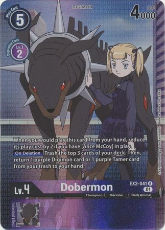 Dobermon (Alternate Art) EX2-041  - Rare EX02 Digital Hazard