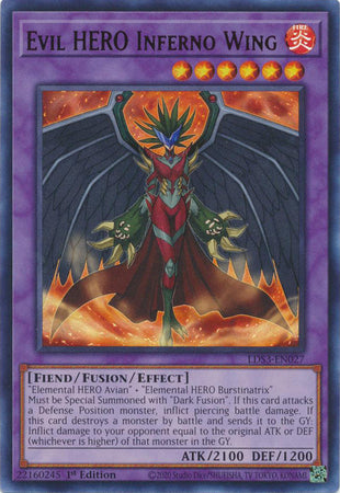 Evil HERO Inferno Wing - LDS3-EN027 - Ultra Rare 1st Edition