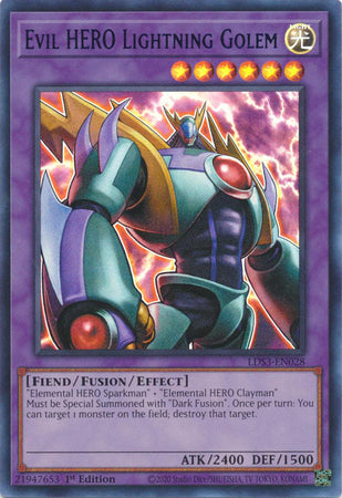 Evil HERO Lightning Golem - LDS3-EN028 - Ultra Rare 1st Edition