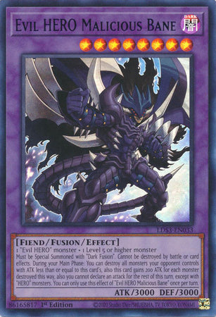 Evil HERO Malicious Bane - LDS3-EN033 - Ultra Rare 1st Edition