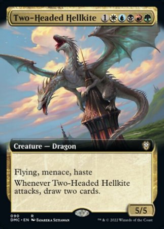 EXTENDED ART Two-Headed Hellkite 090# - COMMANDER Dominaria United