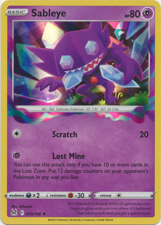 Sableye - 070/196 - Holo Rare Lost Origin
