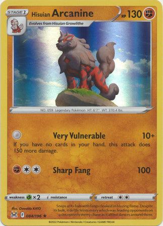 Hisuian Arcanine - 084/196 - Holo Rare Lost Origin