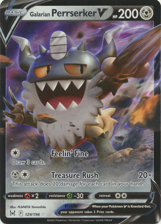Galarian Perrserker V - 129/196 - Ultra Rare Lost Origin