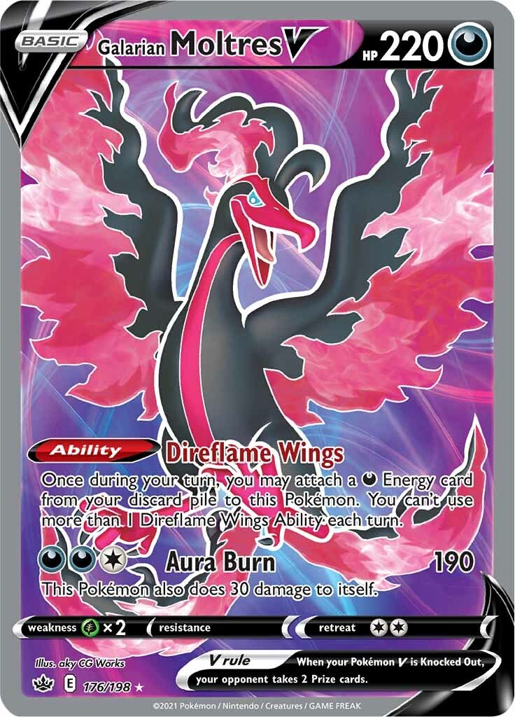 Galarian Moltres V - 176/198 - Full Art Ultra Rare Chilling Reign