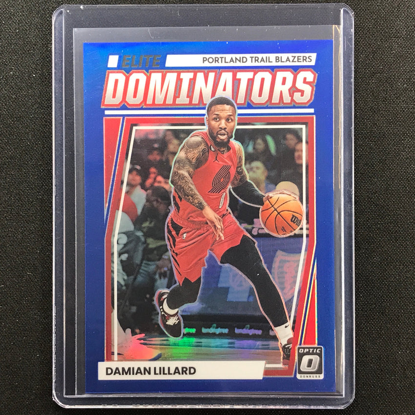 2022-23 Donruss Optic Damian Lillard Elite Dominators Blue 3/49