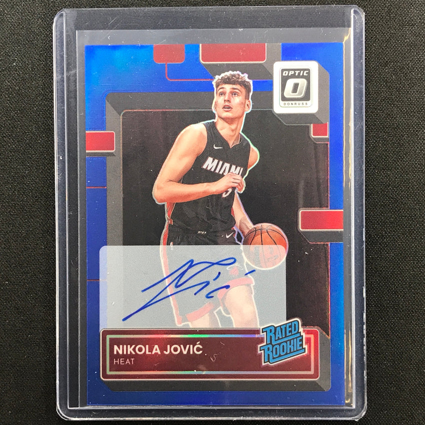 2022-23 Donruss Optic Nikola Jovic Rated Rookie Signatures Auto Blue 15/49