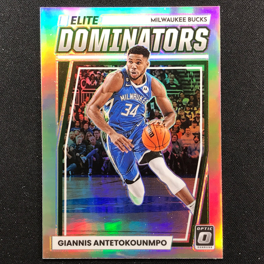2022-23 Donruss Optic Giannis Antetokounmpo Elite Dominators Holo Silver No 21