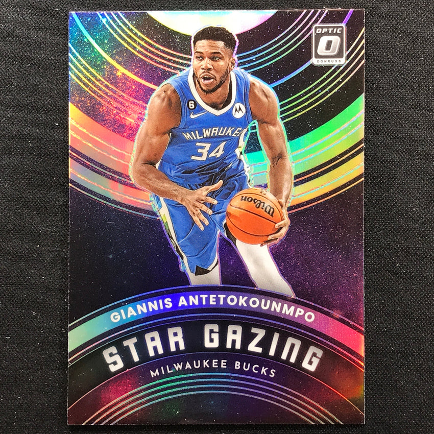 2022-23 Donruss Optic Giannis Antetokounmpo Star Gazing Holo Silver No 1