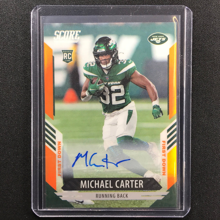 2021 Chronicles Michael Carter Score Update Rookie Auto First Down 3/10