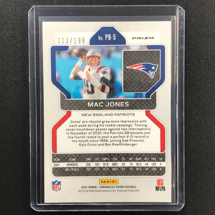 2021 Chronicles Mac Jones Prizm Black Rookie Purple 113/199