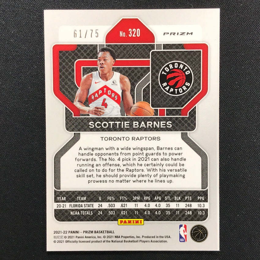 2021-22 Prizm Scottie Barnes Rookie Nba 75th Diamond Cracked Ice 61/75