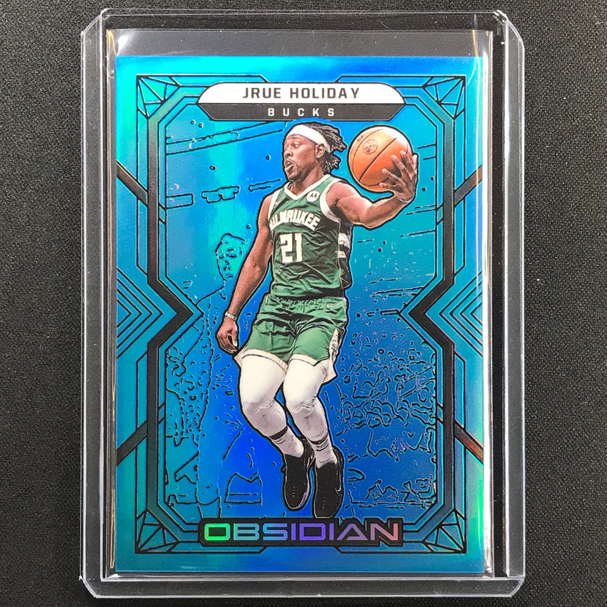 2021-22 Obsidian Jrue Holiday Electric Etch Blue Flood Ssp No 58